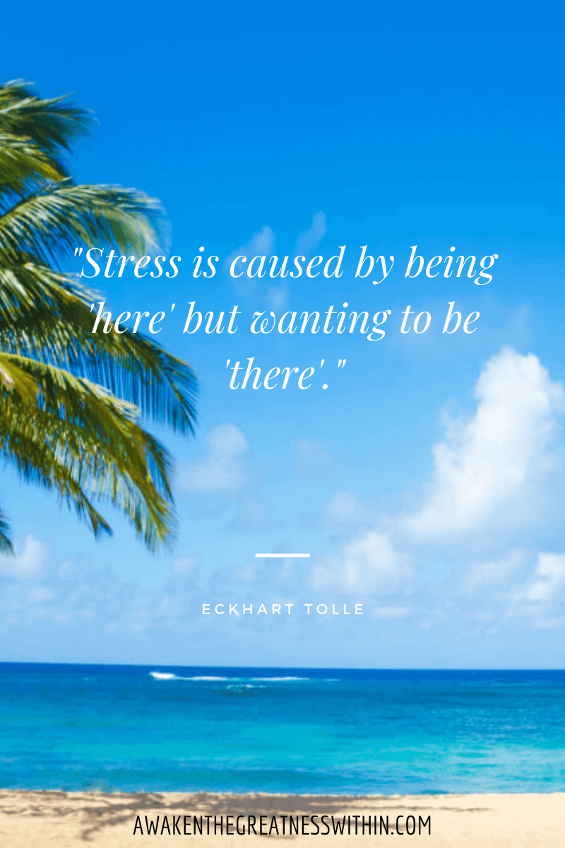 Inspirational Eckhart Tolle Quotes On Success - "Stress is caused by being 'here' but wanting to be 'there'." Eckhart Tolle