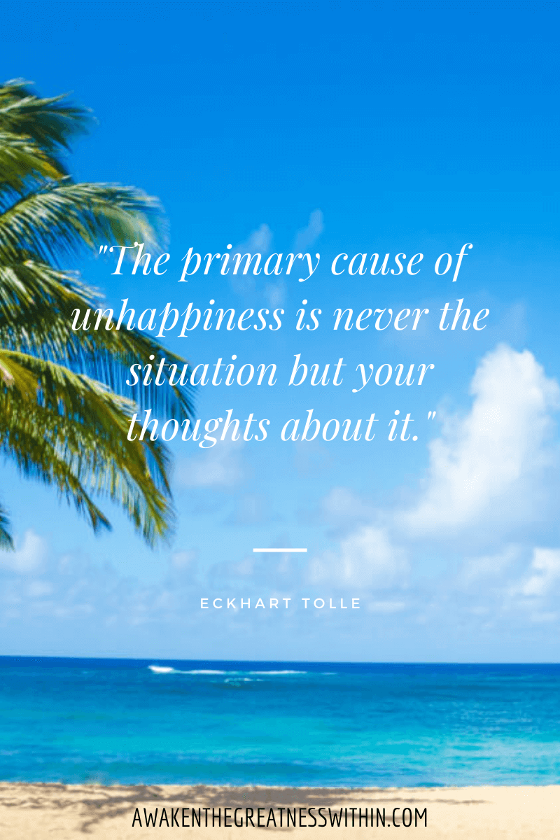 Inspirational Eckhart Tolle Quotes On Success - "The primary cause of unhappiness is never the situation but your thoughts about it." Eckhart Tolle